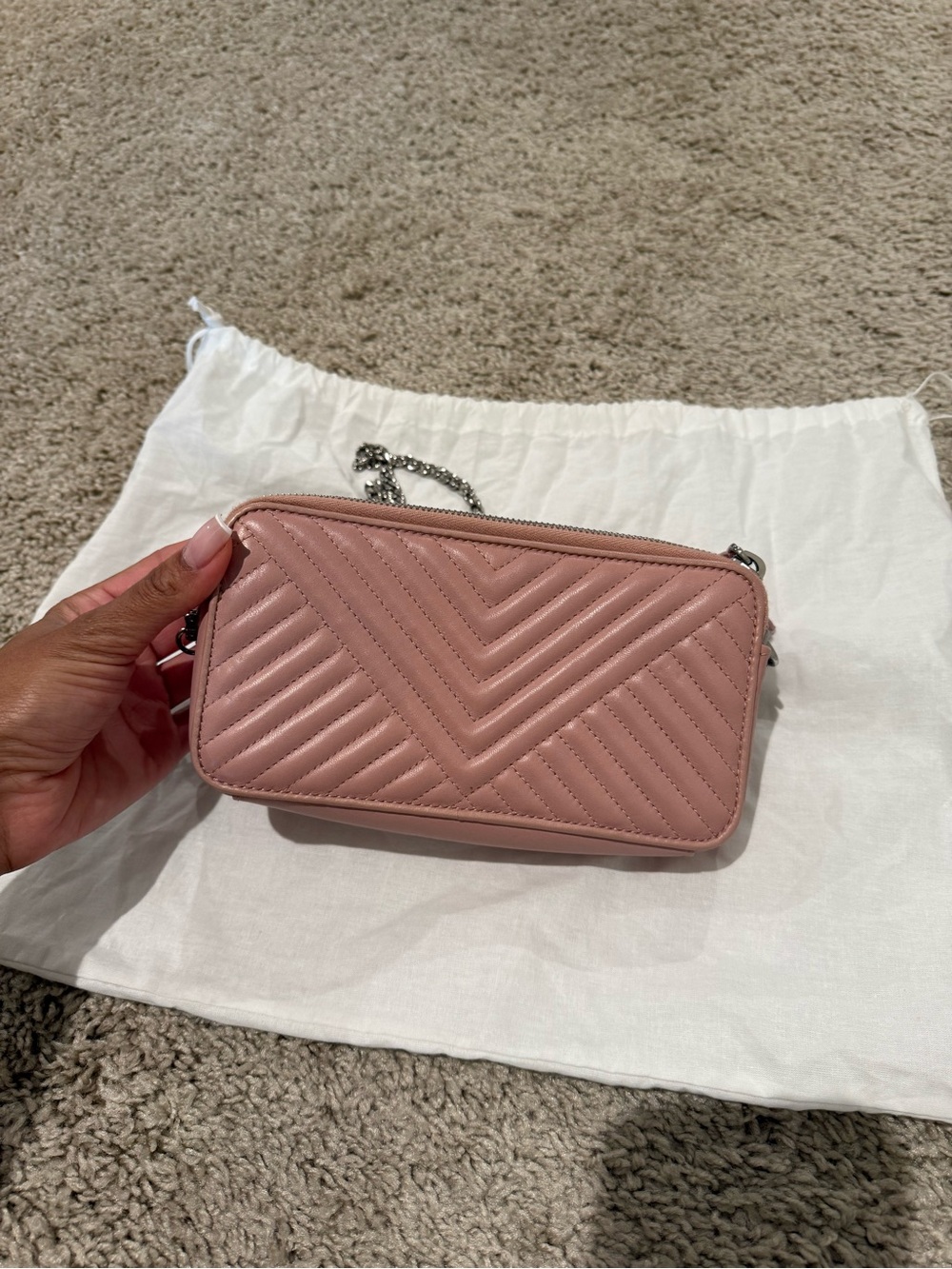 Prada Pink Quilted Leather Crossbody Bag with Chain Strap - Picture 4 of 9